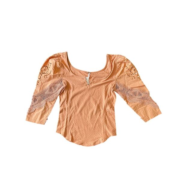 FREE PEOPLE, SIZE S, OFF THE SHOULDER, TOP, CUTOUTS, ORANGE - Picture 1 of 4